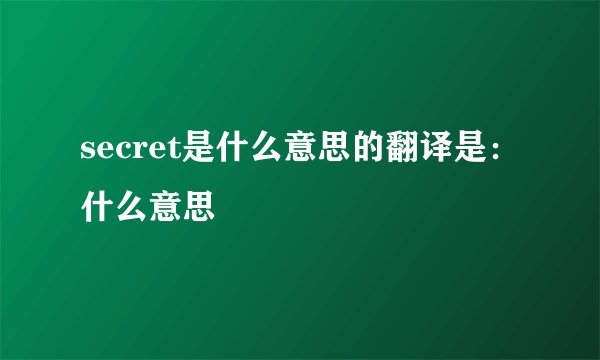 secret是什么意思的翻译是：什么意思