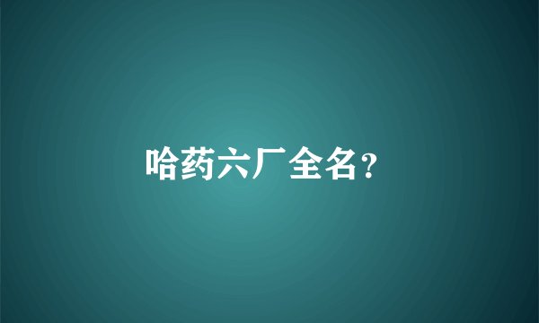 哈药六厂全名？