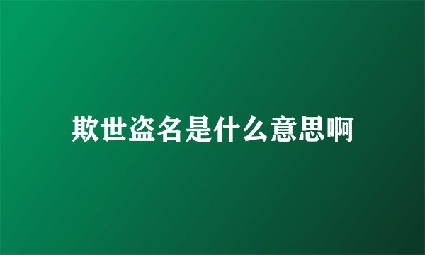 欺世盗名是什么意思啊