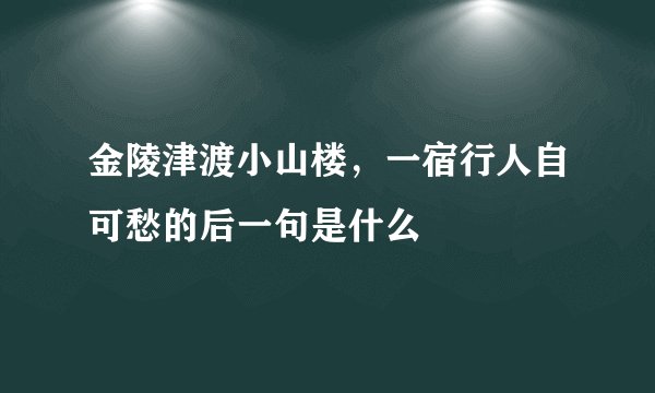 金陵津渡小山楼,一宿行人自可愁的后一句是什么