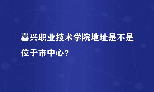 嘉兴职业技术学院地址是不是位于市中心？