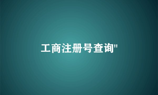 工商注册号查询