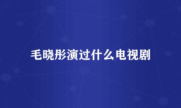 毛晓彤演过什么电视剧