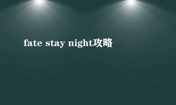 fate stay night攻略