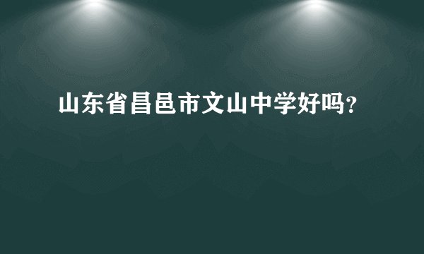 山东省昌邑市文山中学好吗？