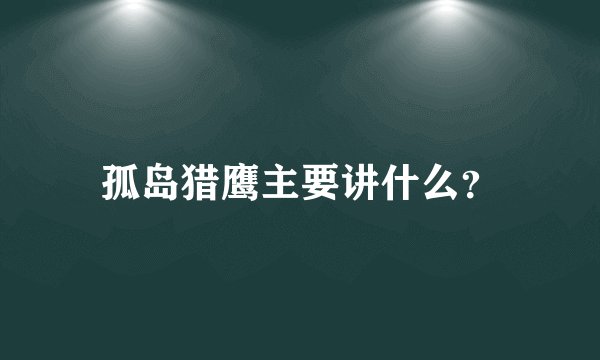 孤岛猎鹰主要讲什么？