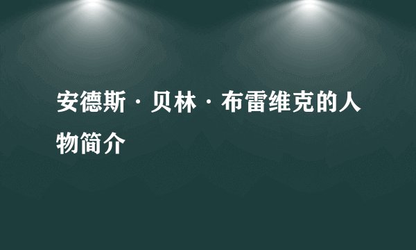 安德斯·贝林·布雷维克的人物简介