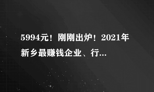 5994元！刚刚出炉！2021年新乡最赚钱企业、行业排名曝光…长垣居然有.......