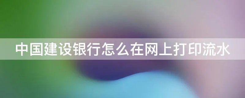 中国建设银行怎么在网上打印流水