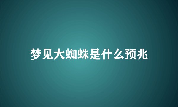 梦见大蜘蛛是什么预兆