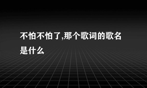 不怕不怕了,那个歌词的歌名是什么