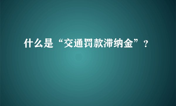 什么是“交通罚款滞纳金”？