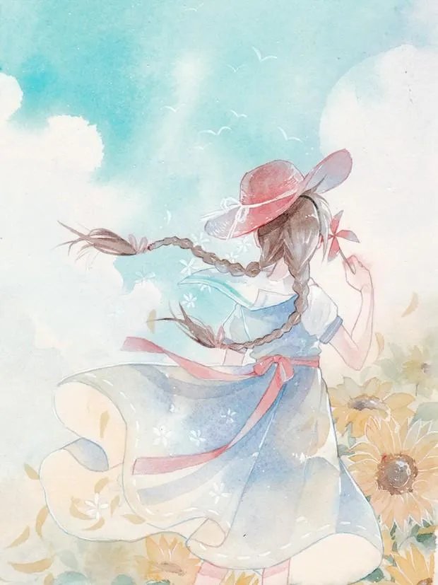 有没有唯美好看的女生背影插画图片？