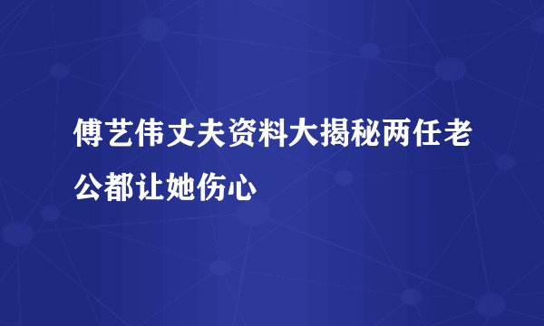 傅艺伟丈夫资料大揭秘两任老公都让她伤心