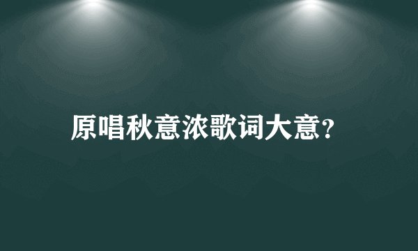 原唱秋意浓歌词大意？