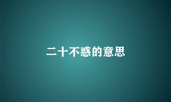 二十不惑的意思