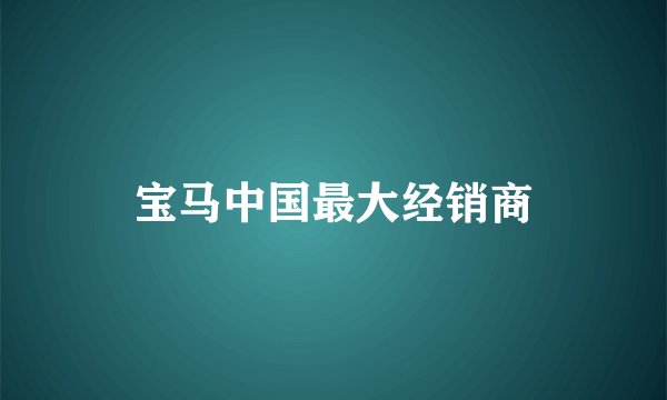 宝马中国最大经销商