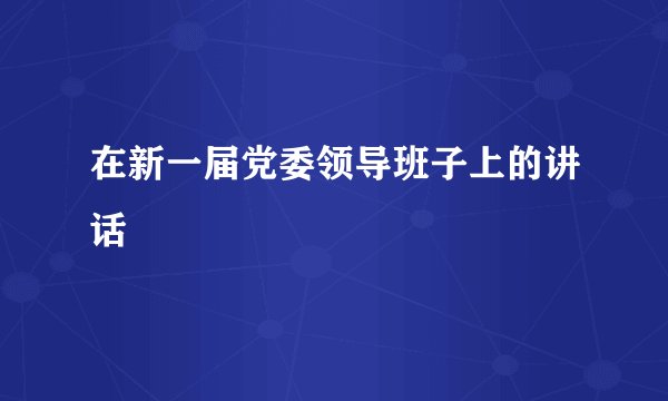 在新一届党委领导班子上的讲话