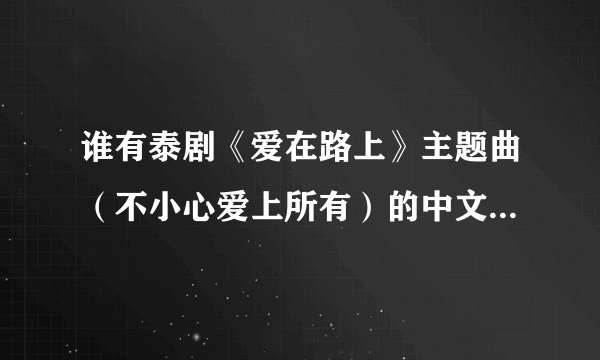 谁有泰剧《爱在路上》主题曲（不小心爱上所有）的中文歌词啊！