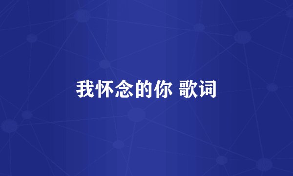 我怀念的你 歌词