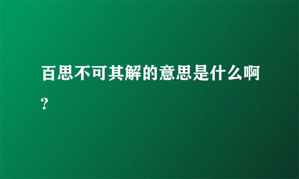 百思不可其解的意思是什么啊？