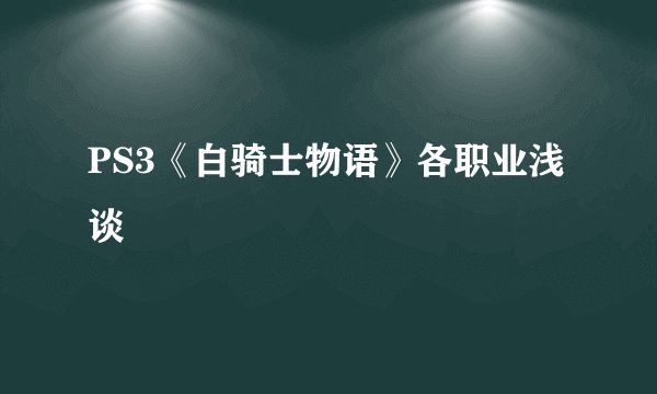 PS3《白骑士物语》各职业浅谈