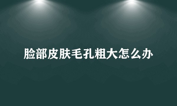 脸部皮肤毛孔粗大怎么办