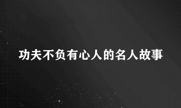 功夫不负有心人的名人故事