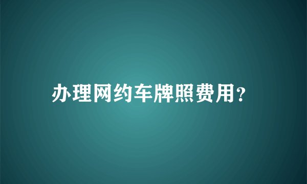 办理网约车牌照费用？