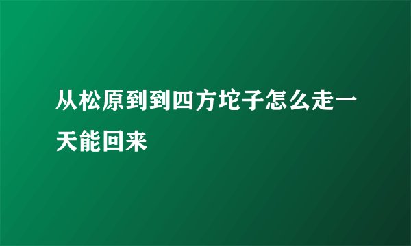 从松原到到四方坨子怎么走一天能回来