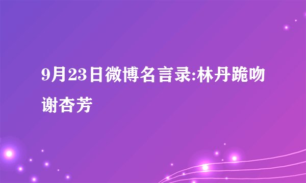 9月23日微博名言录:林丹跪吻谢杏芳