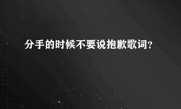 分手的时候不要说抱歉歌词?