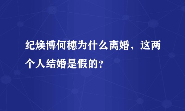 纪焕博何穗为什么离婚，这两个人结婚是假的？