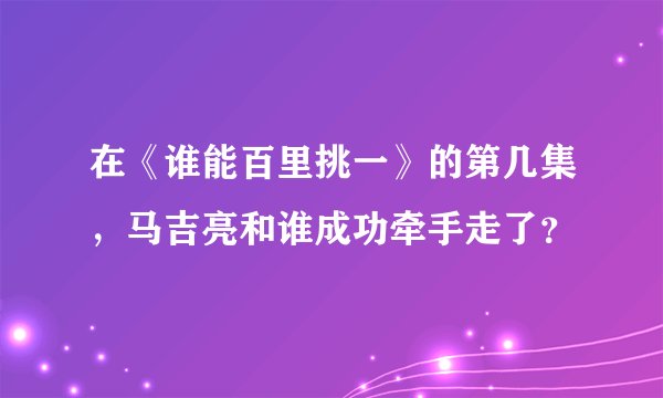 在《谁能百里挑一》的第几集，马吉亮和谁成功牵手走了？