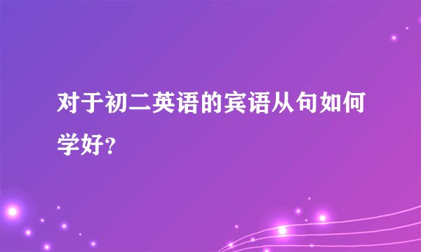 对于初二英语的宾语从句如何学好？