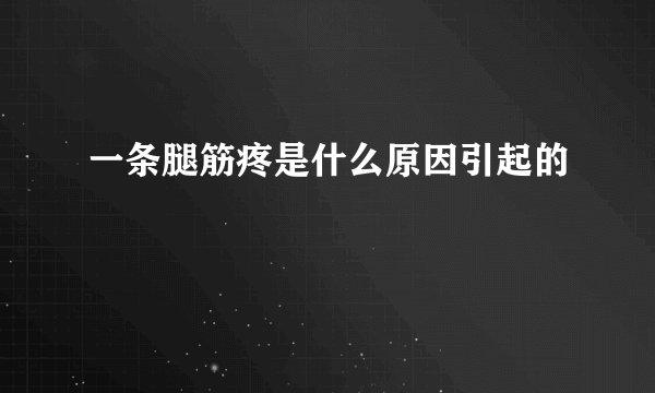 一条腿筋疼是什么原因引起的