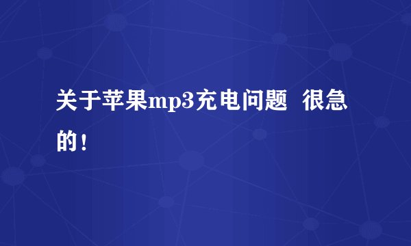关于苹果mp3充电问题  很急的！
