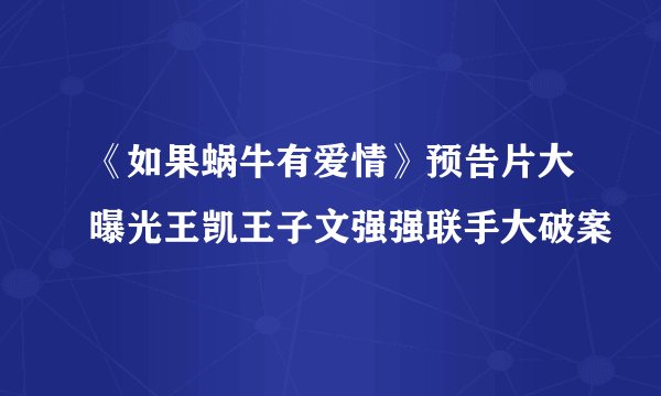 《如果蜗牛有爱情》预告片大曝光王凯王子文强强联手大破案