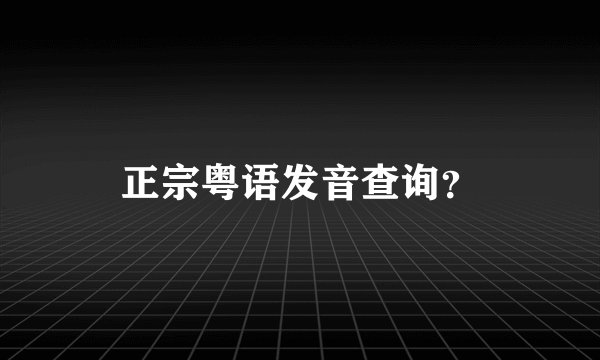 正宗粤语发音查询？
