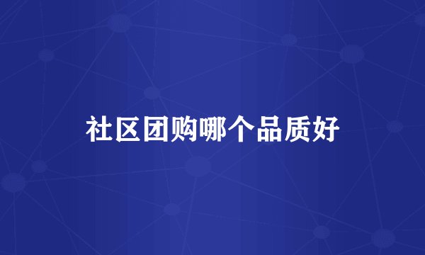 社区团购哪个品质好