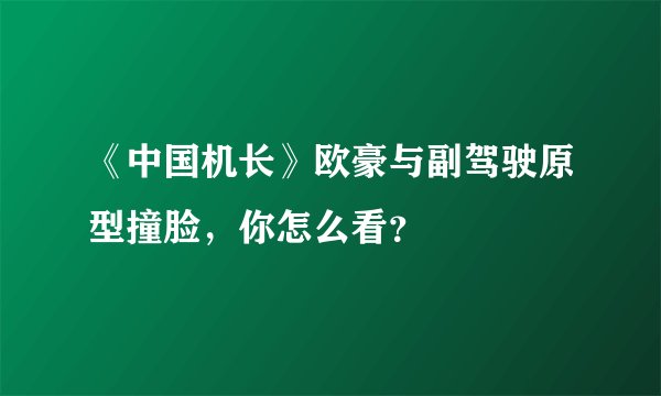 《中国机长》欧豪与副驾驶原型撞脸，你怎么看？