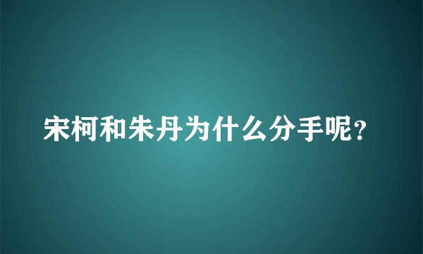 宋柯和朱丹为什么分手呢？