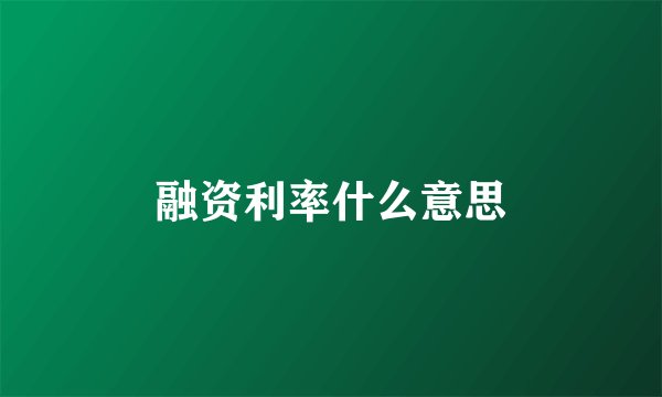 融资利率什么意思