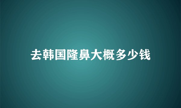 去韩国隆鼻大概多少钱