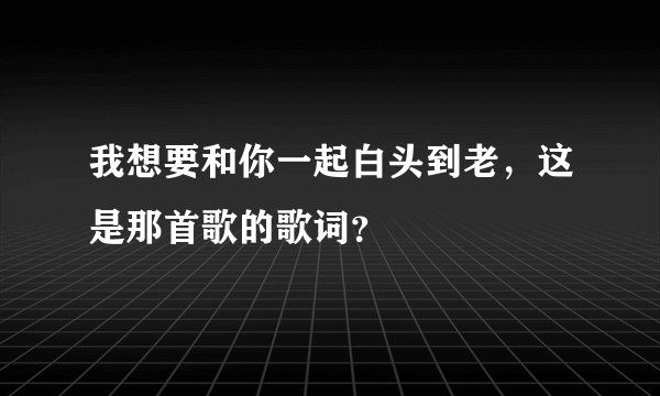 我想要和你一起白头到老，这是那首歌的歌词？