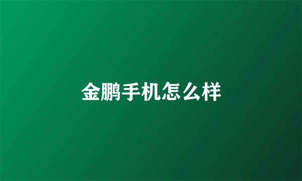 金鹏手机怎么样