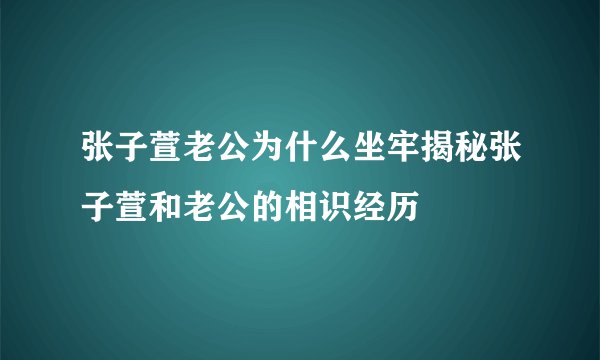 张子萱老公为什么坐牢揭秘张子萱和老公的相识经历