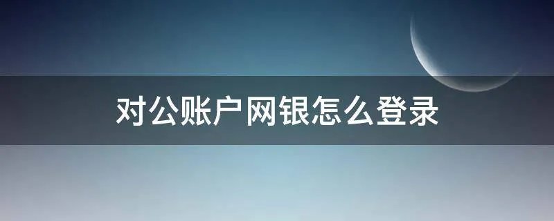对公账户网银怎么登录