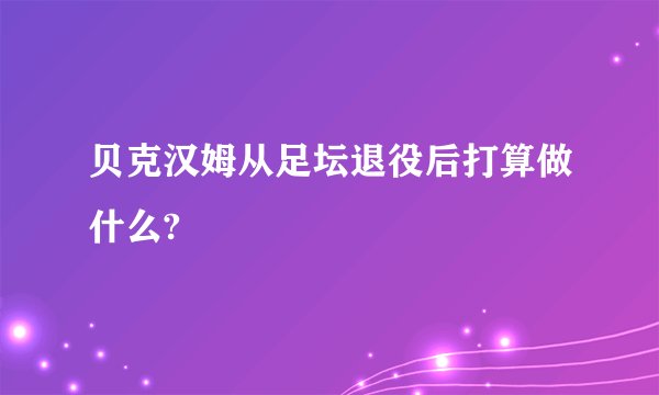 贝克汉姆从足坛退役后打算做什么?