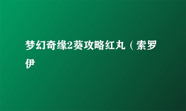 梦幻奇缘2葵攻略红丸（索罗伊